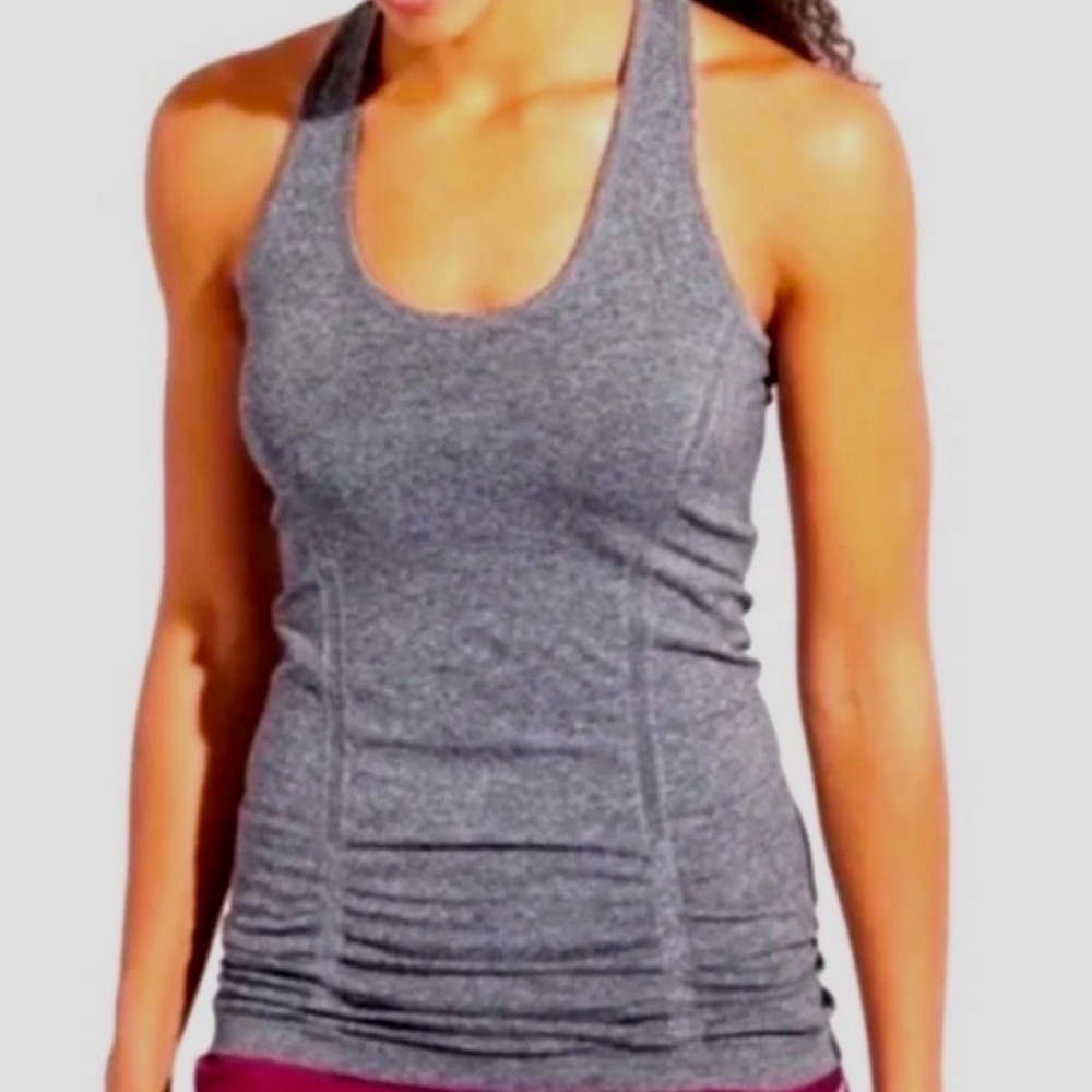 Athleta Fast Track Tank Top Blue Heather Racerback Seamless Womens M